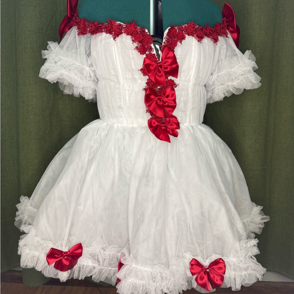 White and red festive dress